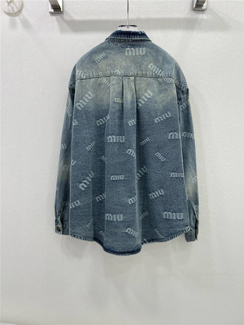 M1um1u letter jacquard denim shirt