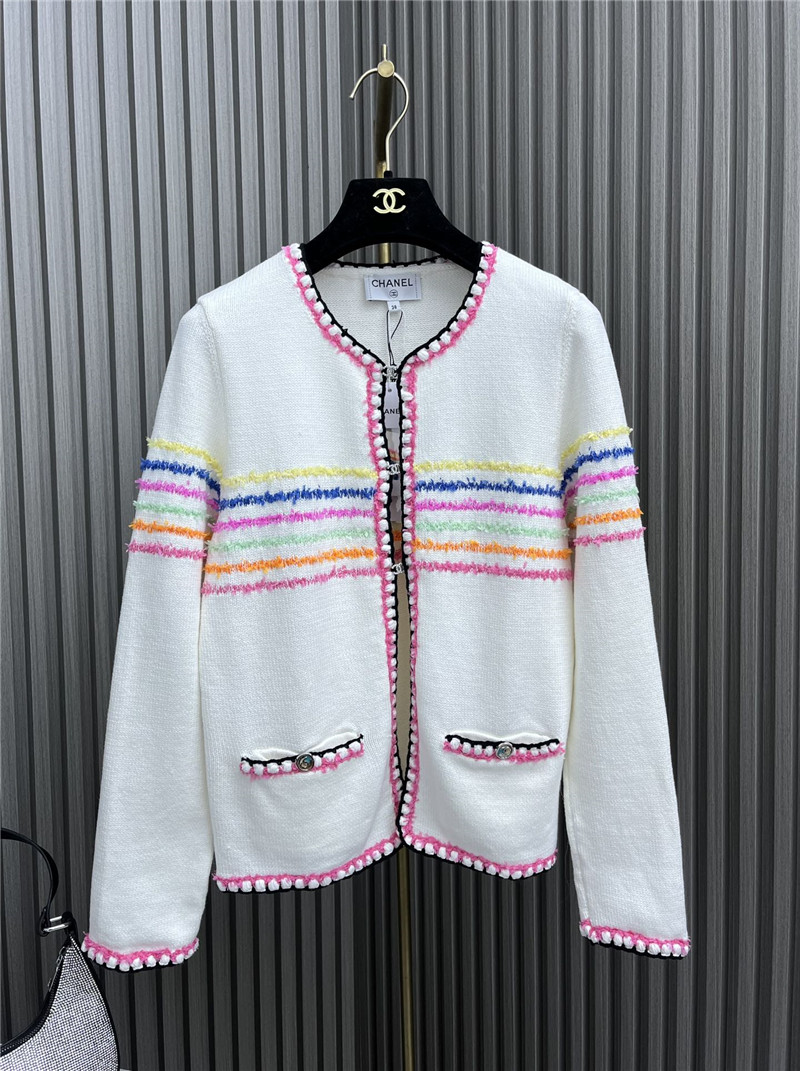 Ch**el rainbow striped knitted cardigan