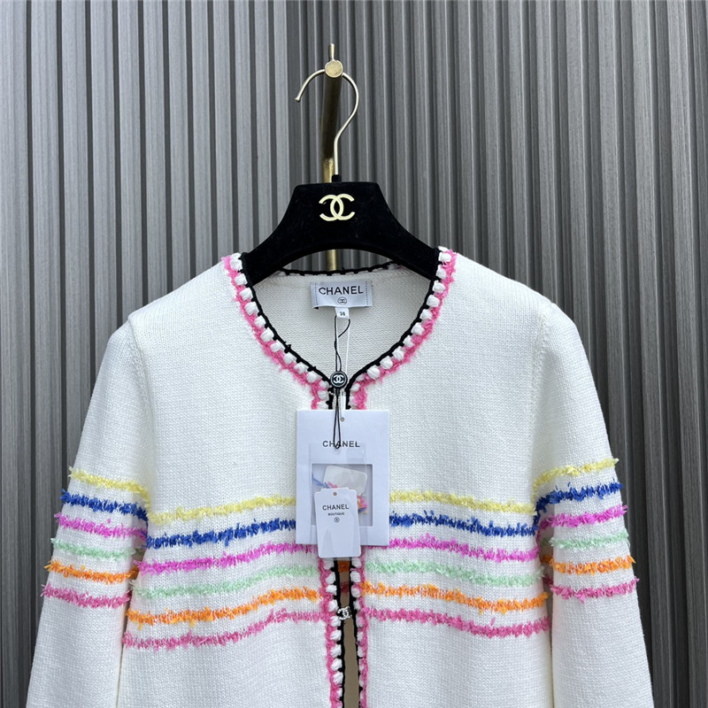 Ch**el rainbow striped knitted cardigan