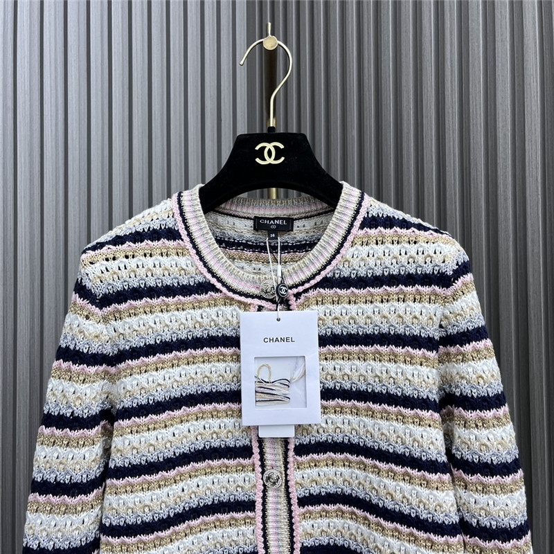 Ch**el contrast striped knitted cardigan