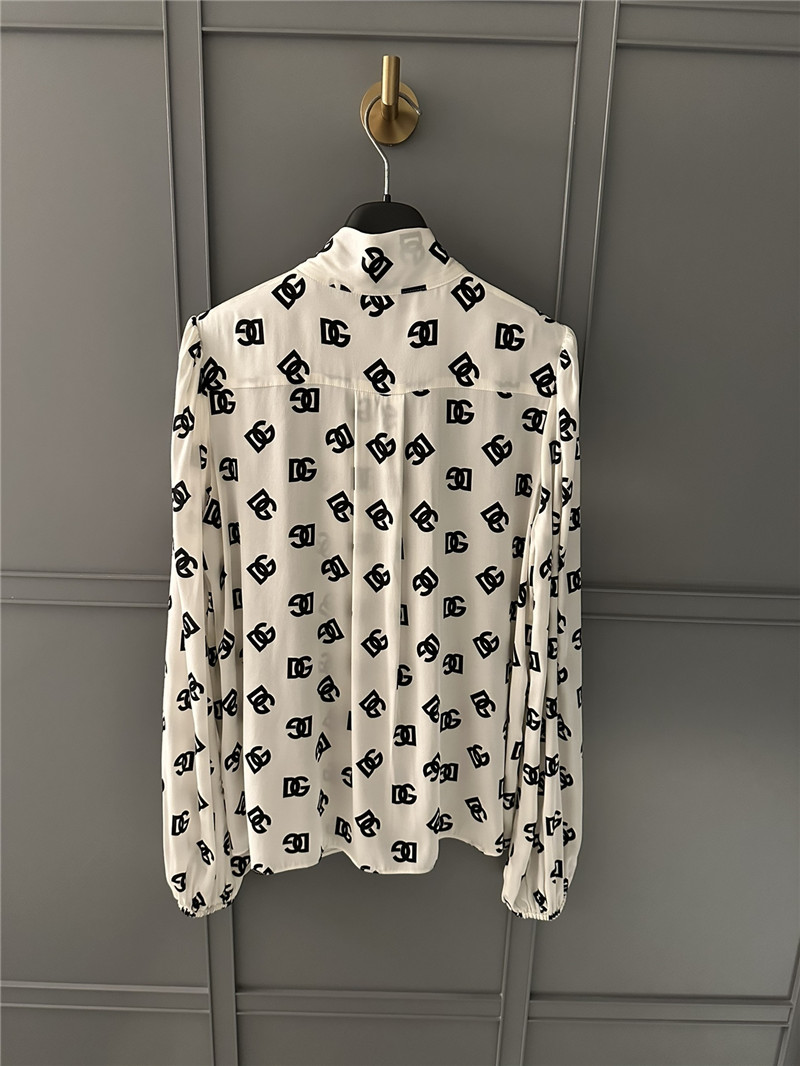 Dolce & Gabbana d&g logo silk satin print shirt
