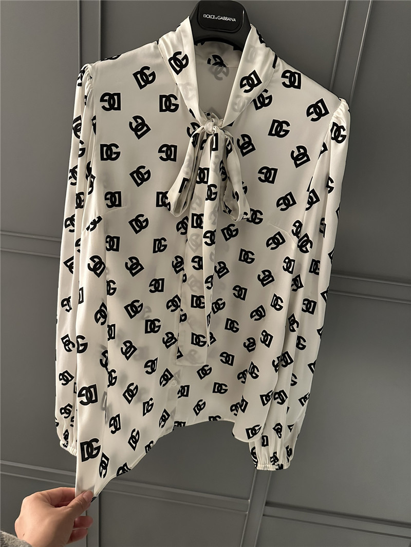 Dolce & Gabbana d&g logo silk satin print shirt