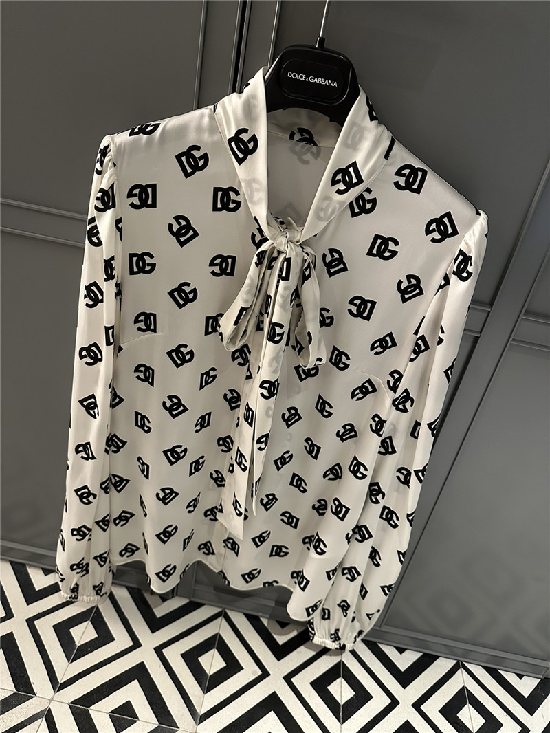 Dolce & Gabbana d&g logo silk satin print shirt