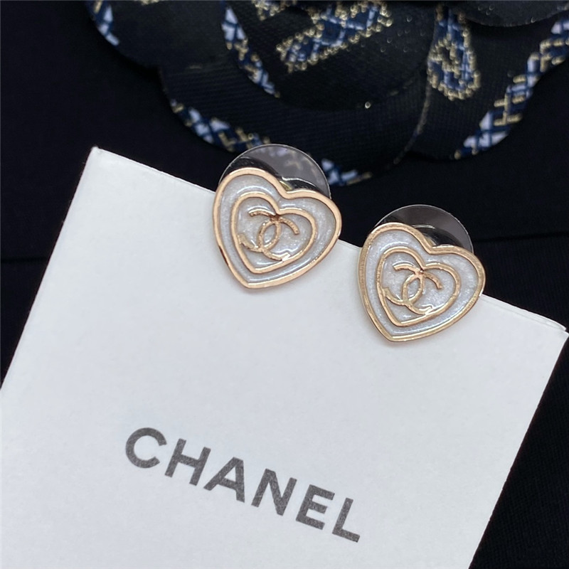 Ch**el double circle enamel small love earrings