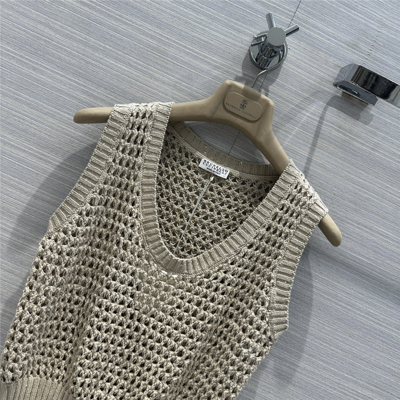 BC sequined cotton yarn round neck vest
