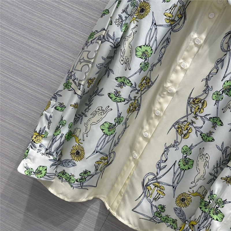tory burch position printed silk shirt