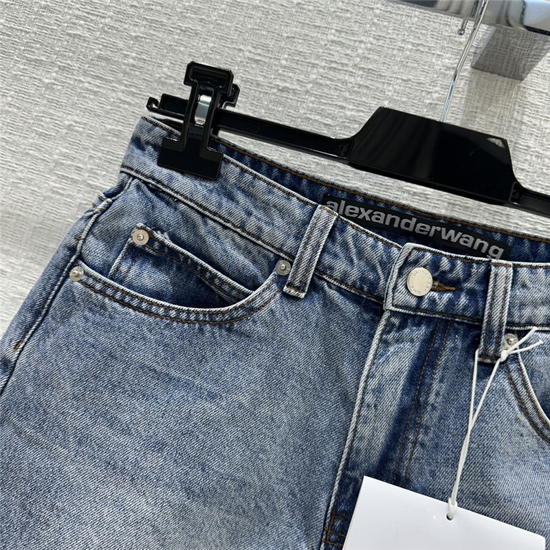 A1exa*der wang 3d embossed lettering denim shorts
