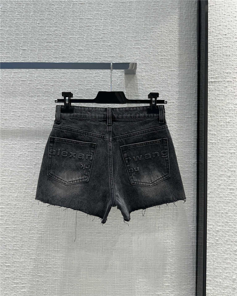A1exa*der wang 3d embossed lettering denim shorts