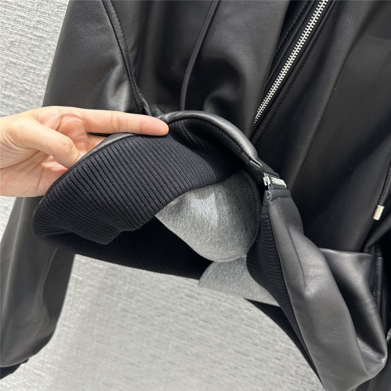 L0ew* hooded leather jacket