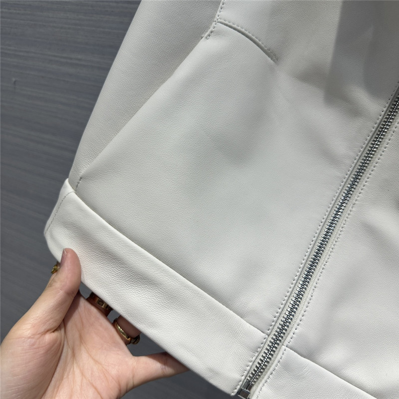 Pra*a premium white leather vest small jacket