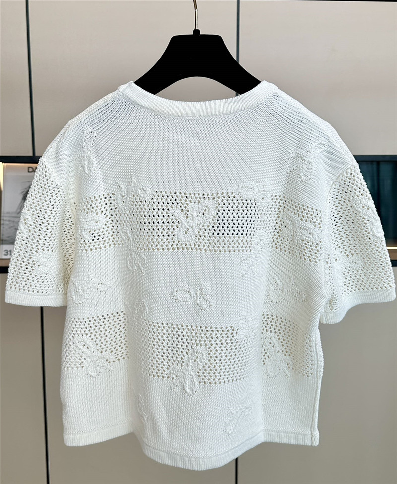 Ch**el positioning bow embroidered jacquard t-shirt
