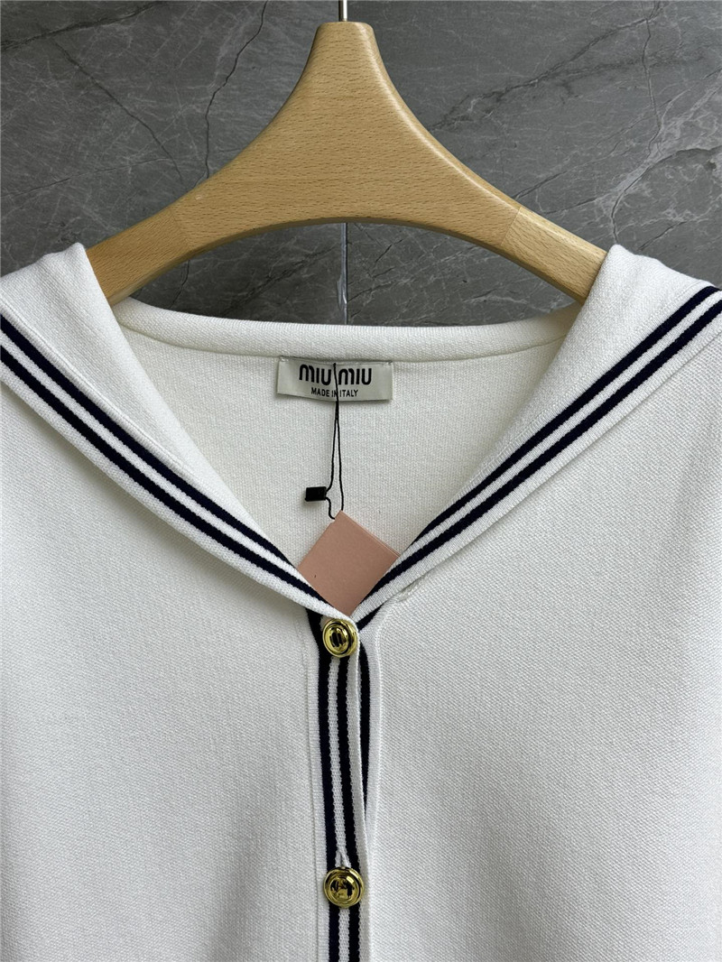 Miu Miu Navy Collar Knitted Cardigan
