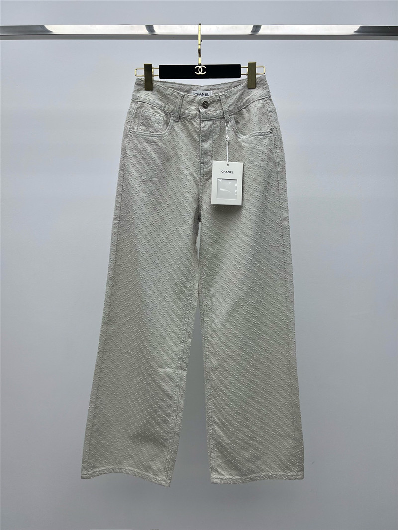 Ch**el jacquard wide leg jeans