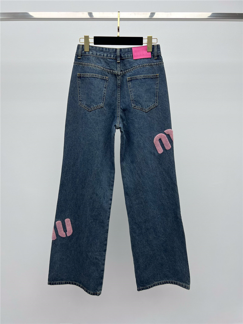 M1um1u pink letter logo wide leg pants