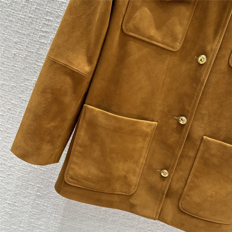 M1um1u suede hunting style four-pocket leather jacket