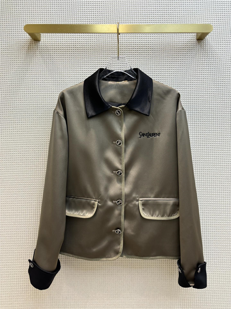 Y51 contrasting small lapel satin jacket