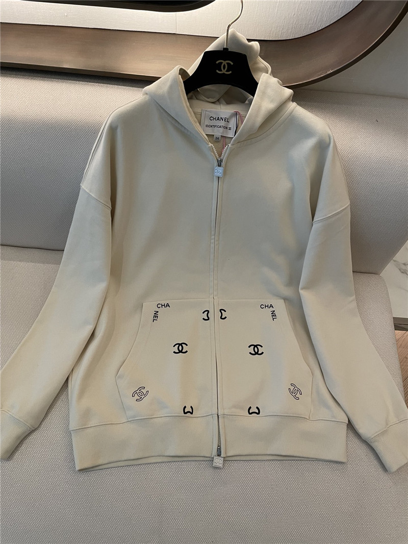Ch**el logo hooded sweatshirt beige