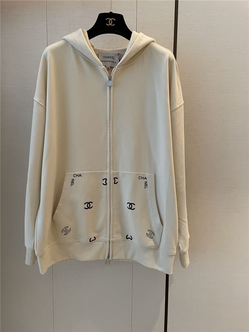 Ch**el logo hooded sweatshirt beige