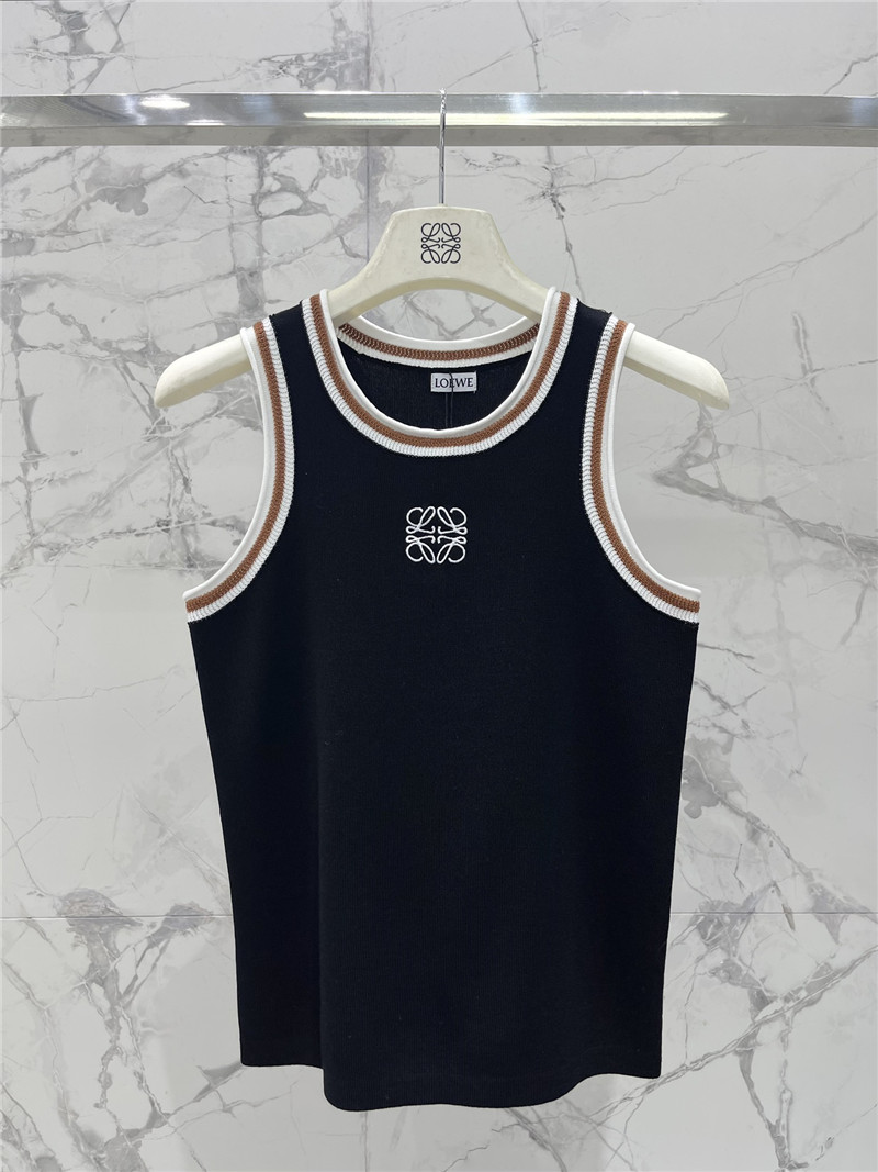 L0ew* rolled hem colorblock embroidered logo tank top