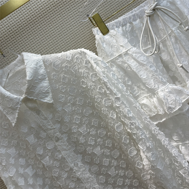 l0vis Vvtt0n lv lapel long white shirt + cake tutu skirt suit