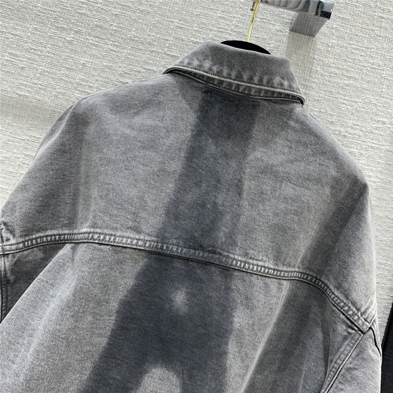 D10r eiffel tower printed washed denim jacket