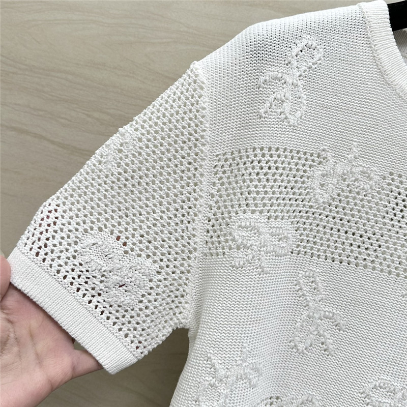 Ch**el bow crochet classic rhombus knitted top