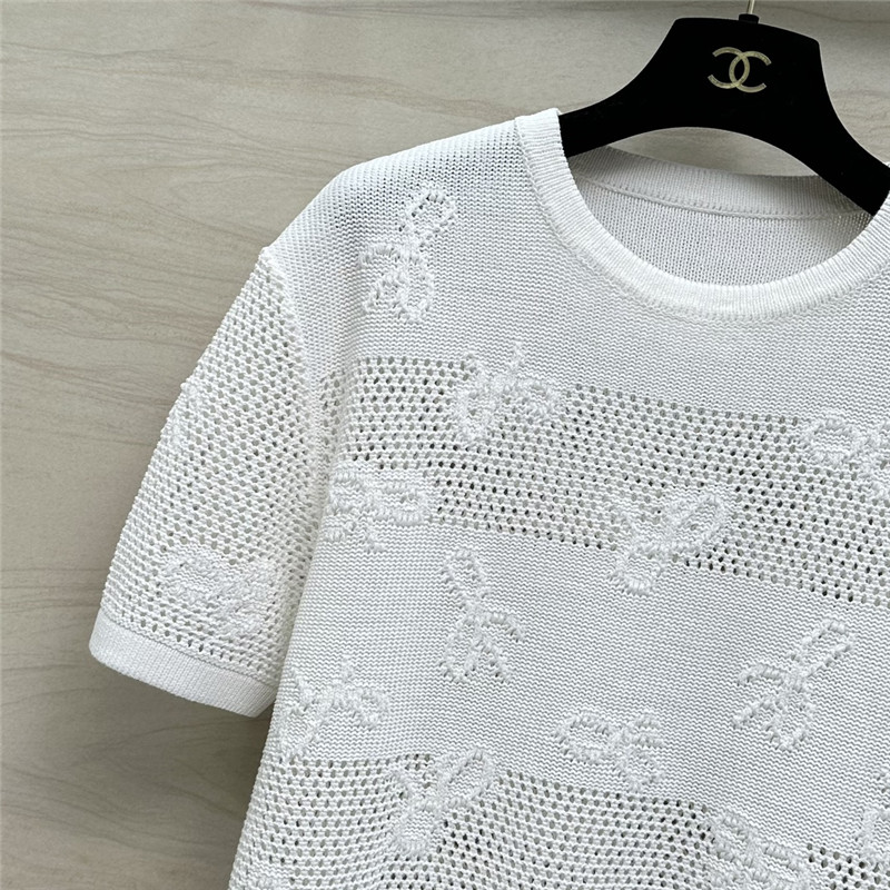 Ch**el bow crochet classic rhombus knitted top