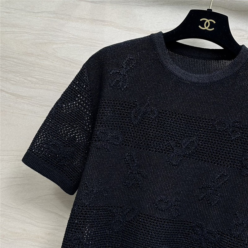 Ch**el bow crochet classic rhombus knitted top