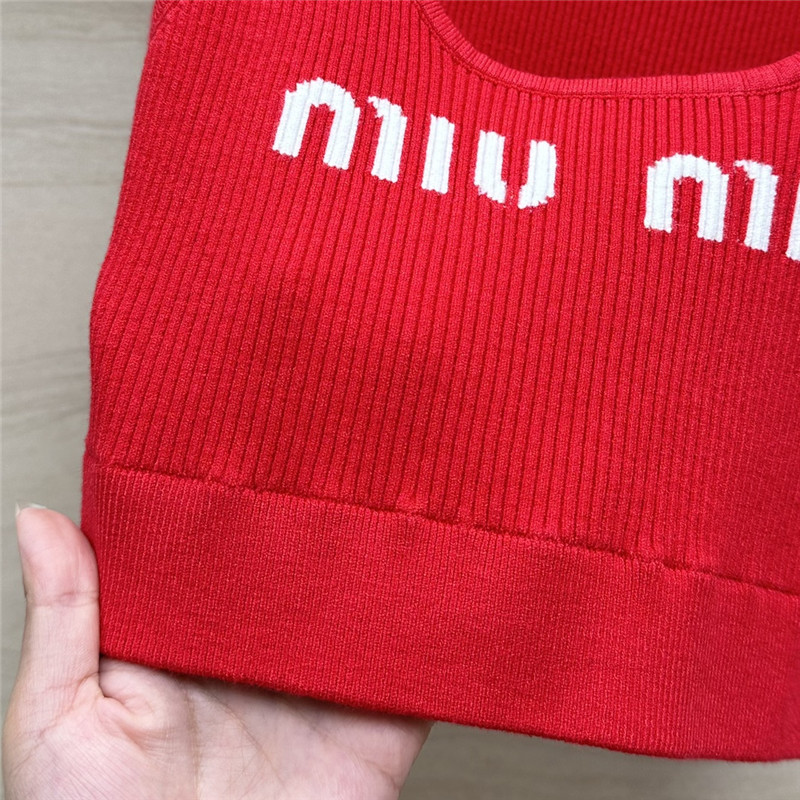 M1um1u kanhua logo knitted short vest