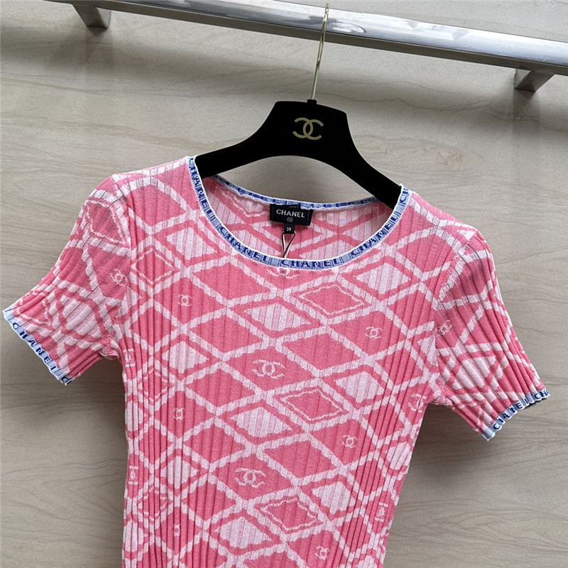 Ch**el celebrity style letter crocheted short-sleeved top