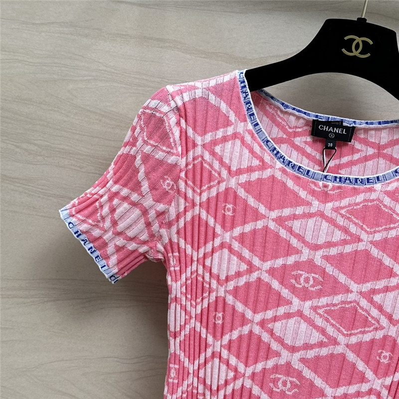 Ch**el celebrity style letter crocheted short-sleeved top
