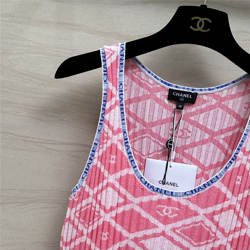 Ch**el lady style letter crochet contrast vest top