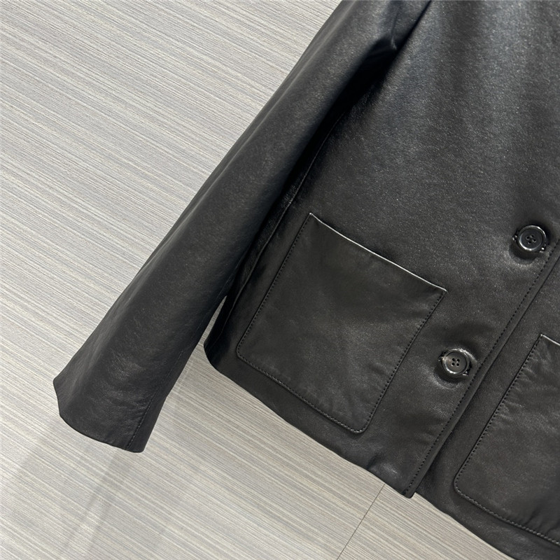 M1um1u preppy leather jacket