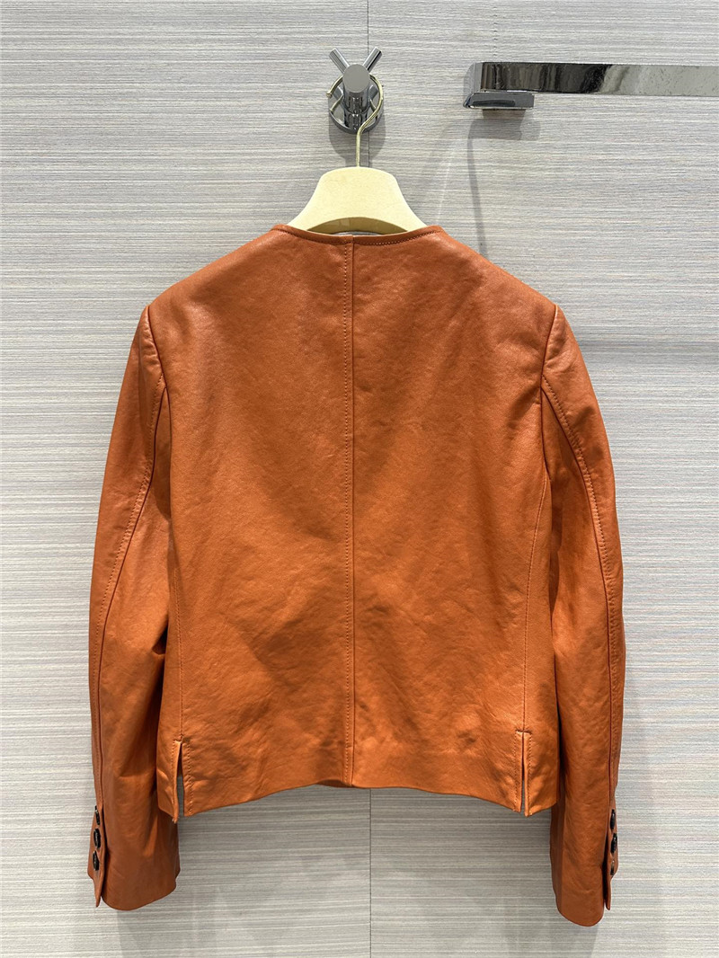 M1um1u preppy leather jacket