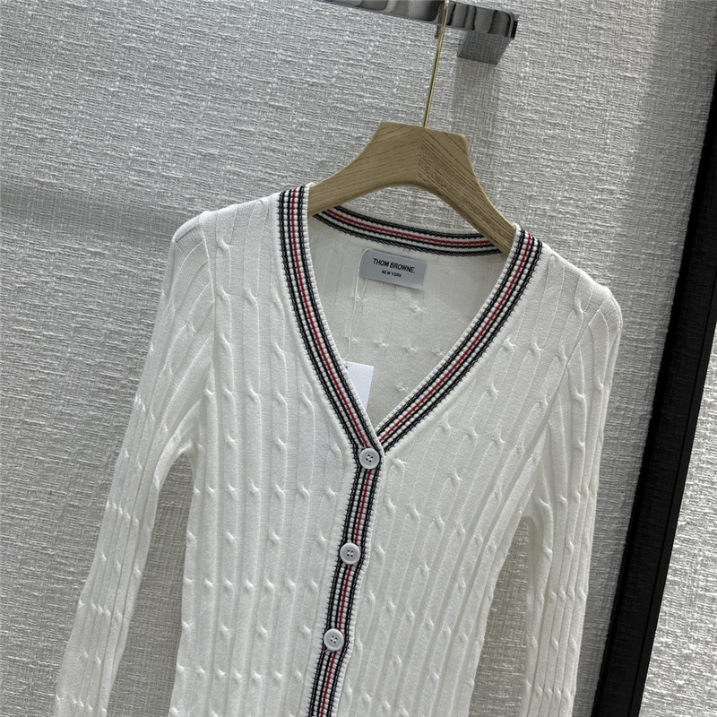 Thom Browne 16-Gauge White Knitted Cardigan