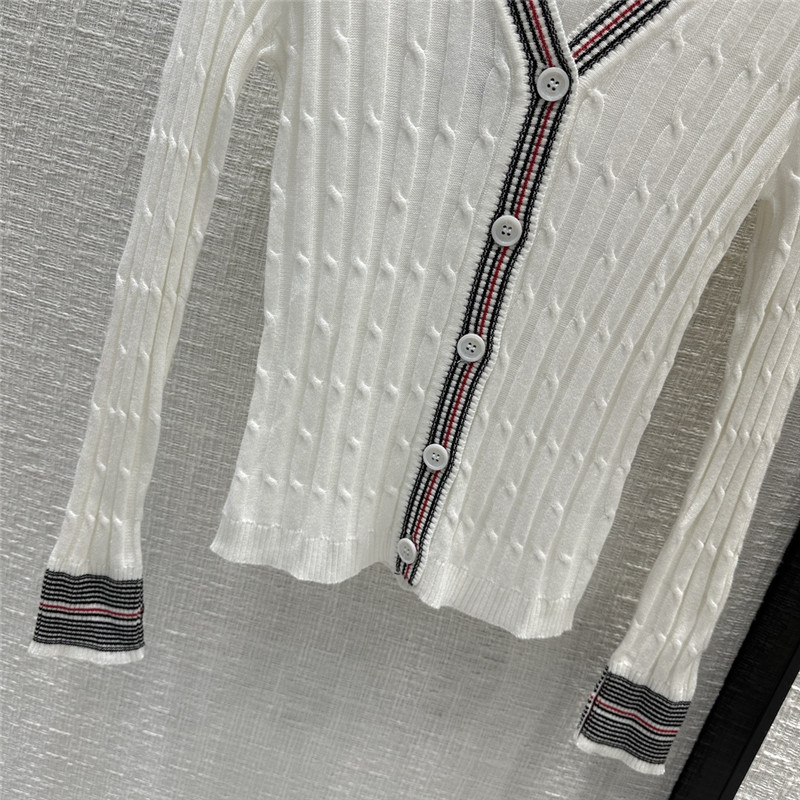 Thom Browne 16-Gauge White Knitted Cardigan