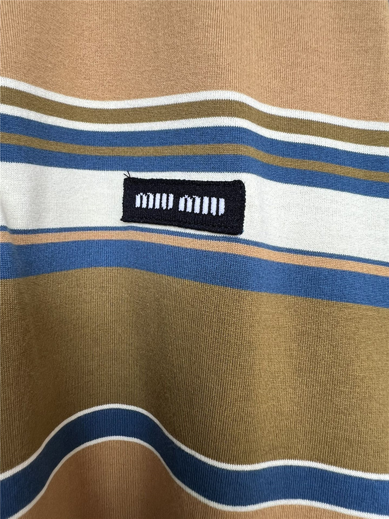 M1um1u new polo collar striped long sleeves