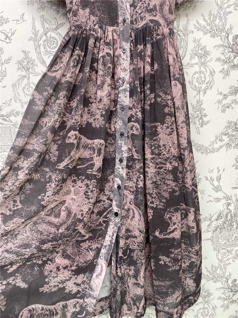 D10r lapel short sleeve animal long dress