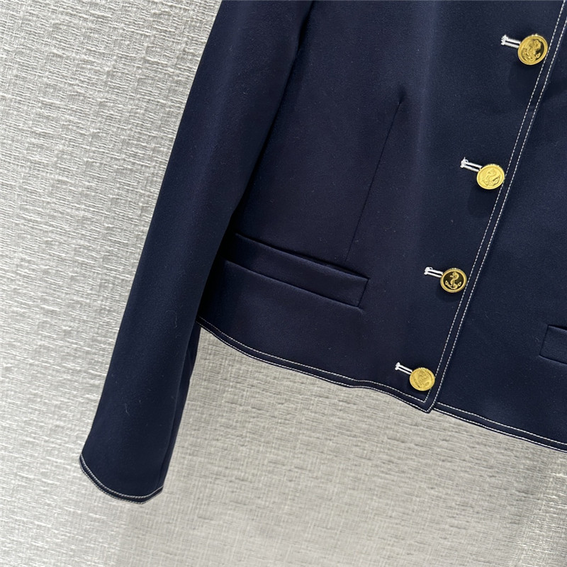 Thom Browne round neck gold button jacket