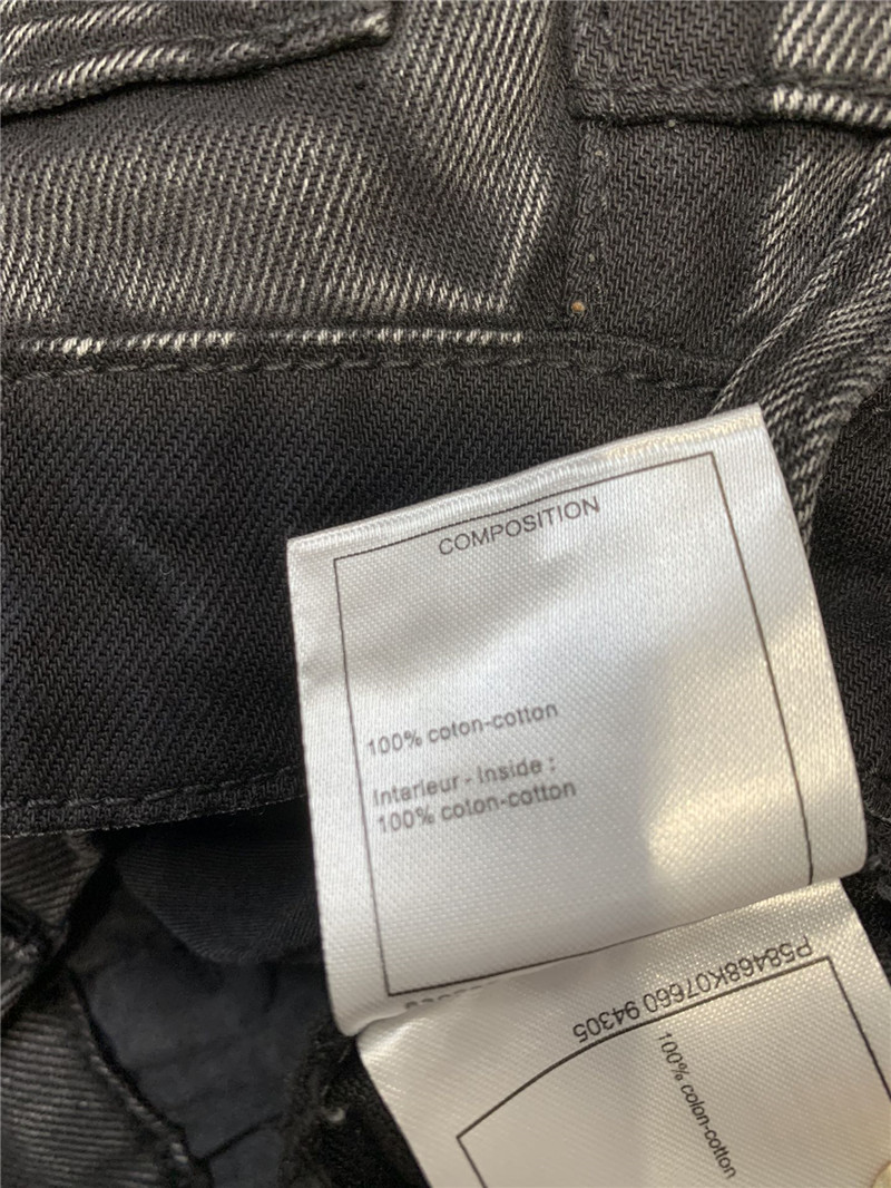 Ch**el waistband shaded back pocket laminated logo jeans