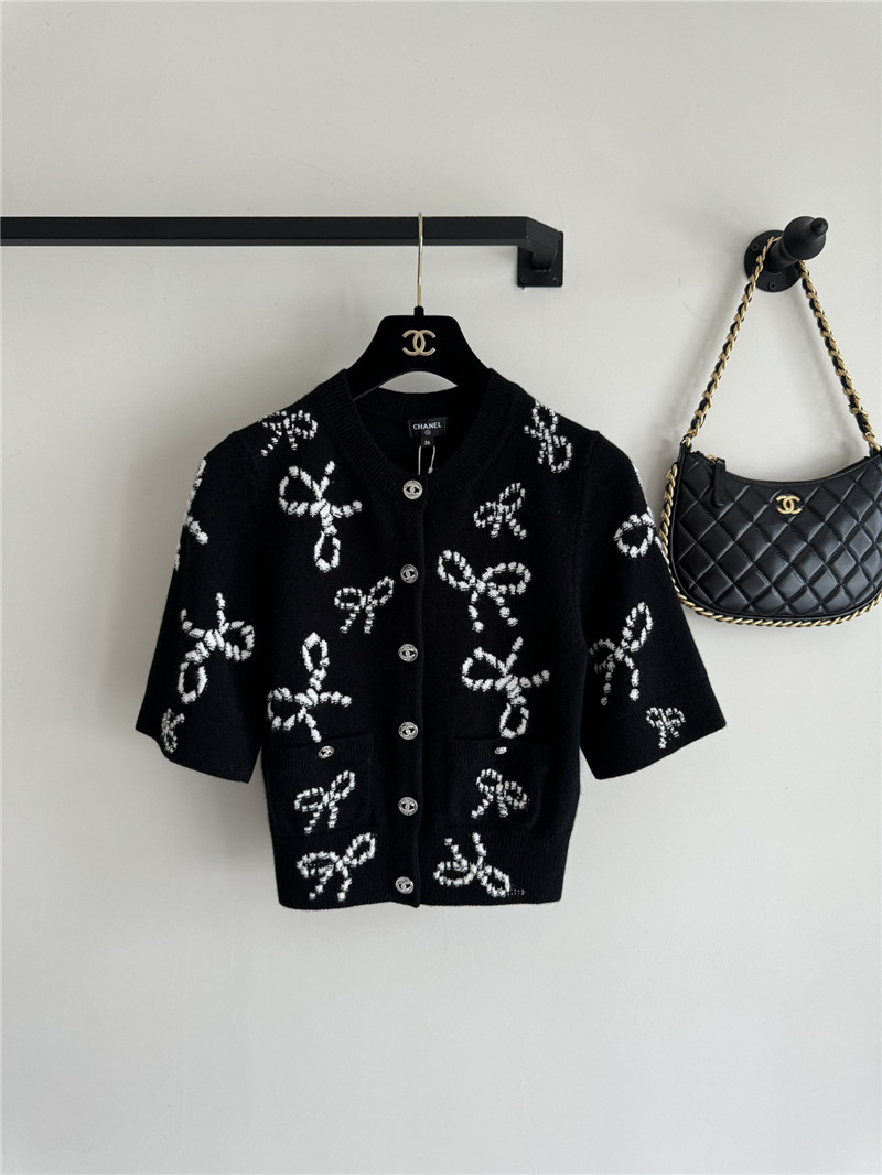 Ch**el three-dimensional bow crocheted knitted vest top