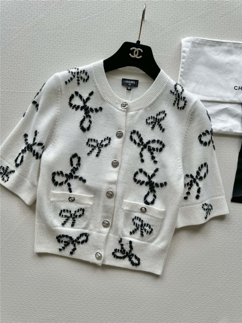 Ch**el full bow jacquard knitted cardigan
