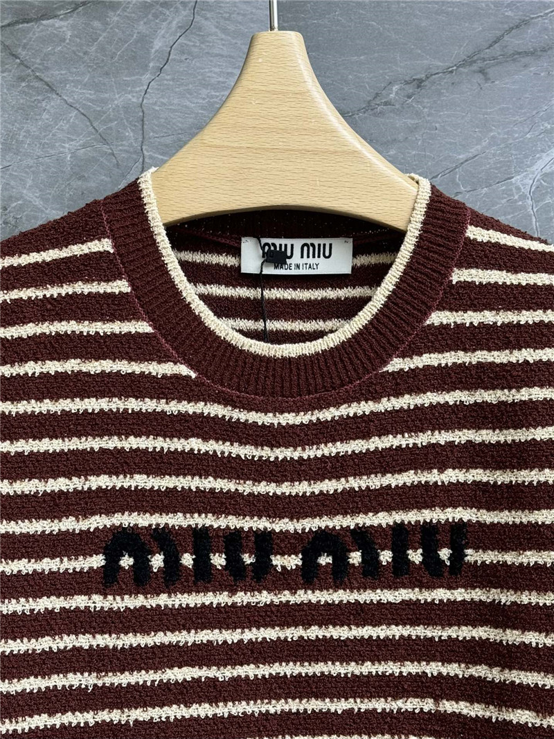 Miu Miu Short Striped Knitted T-Shirt