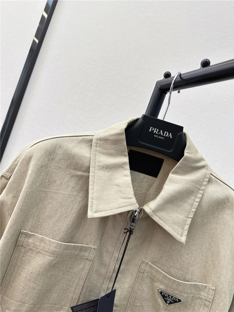 Pra*a new lapel triangle logo denim jacket