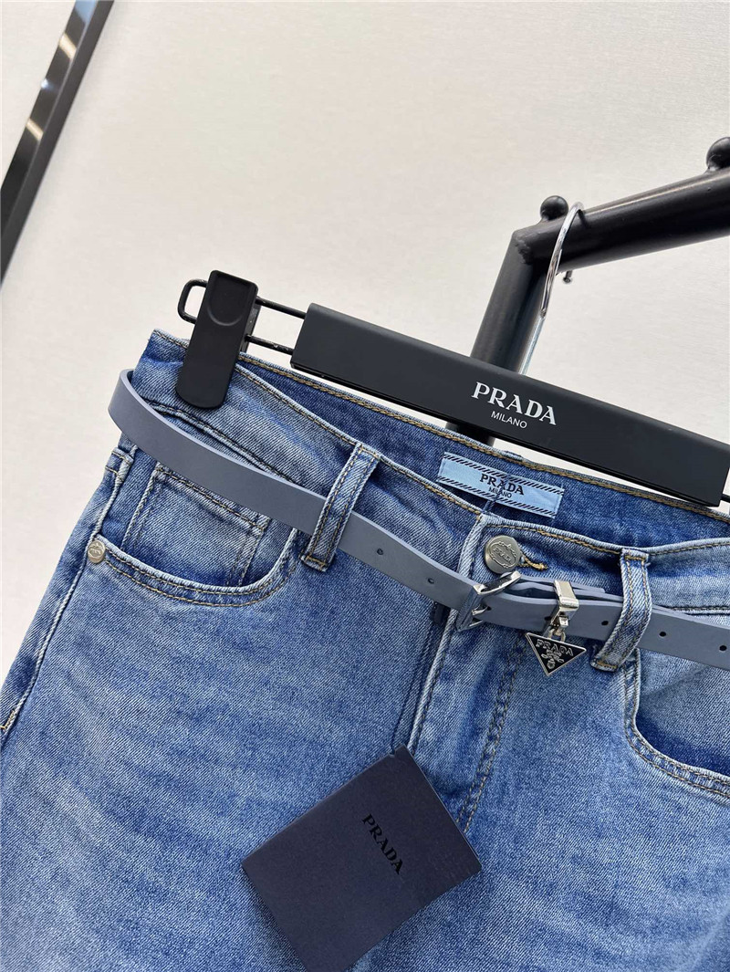 Pra*a new logo triangle logo decorative slim fit jeans