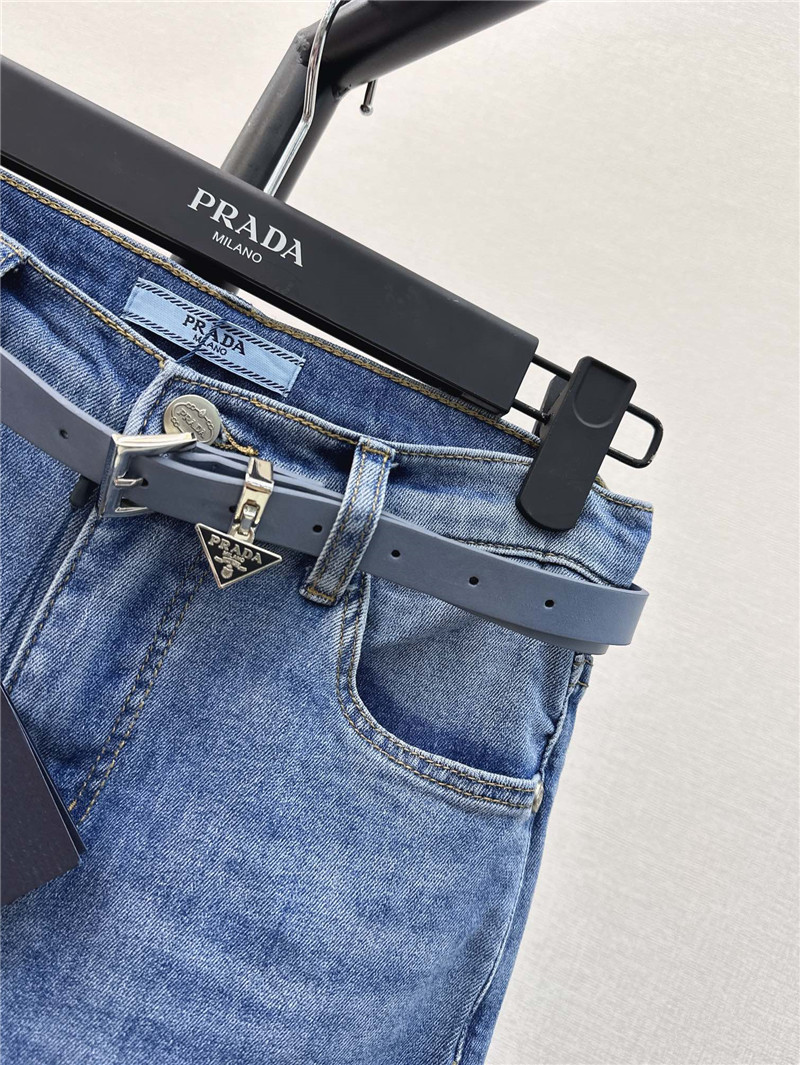 Pra*a new logo triangle logo decorative slim fit jeans