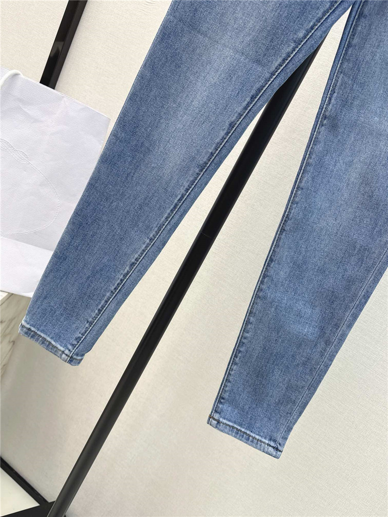 Pra*a new logo triangle logo decorative slim fit jeans