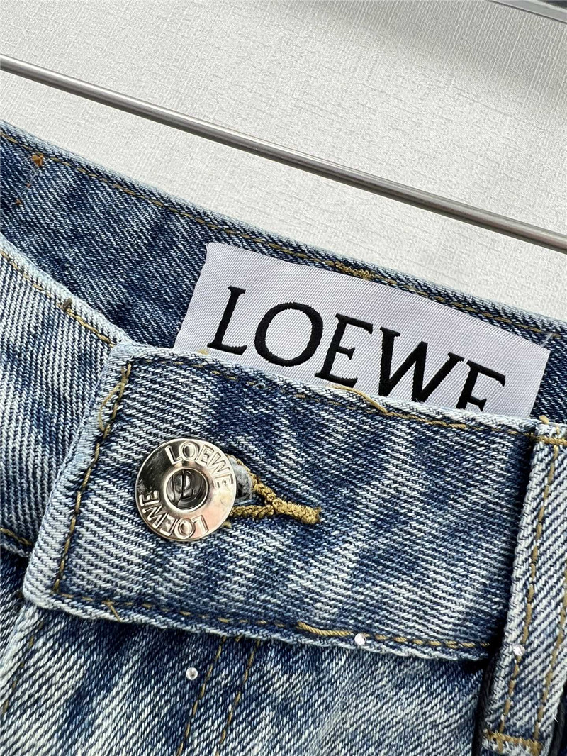 L0ew* embroidered logo denim shorts