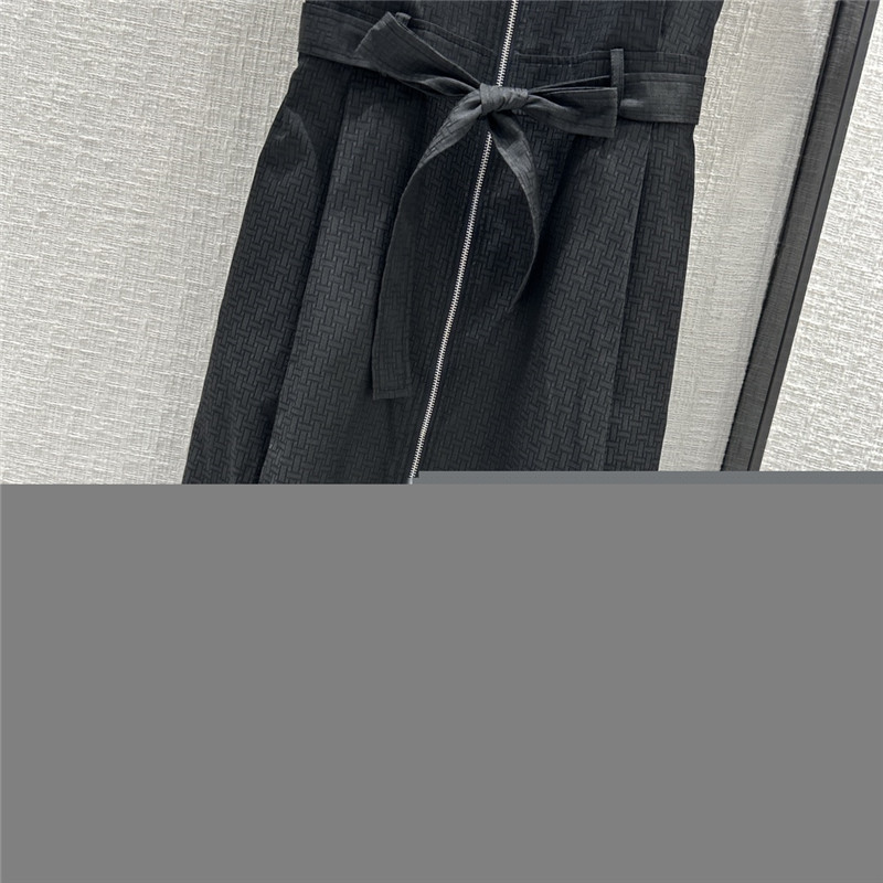 H**me5 h dark jacquard small lapel zipper dress