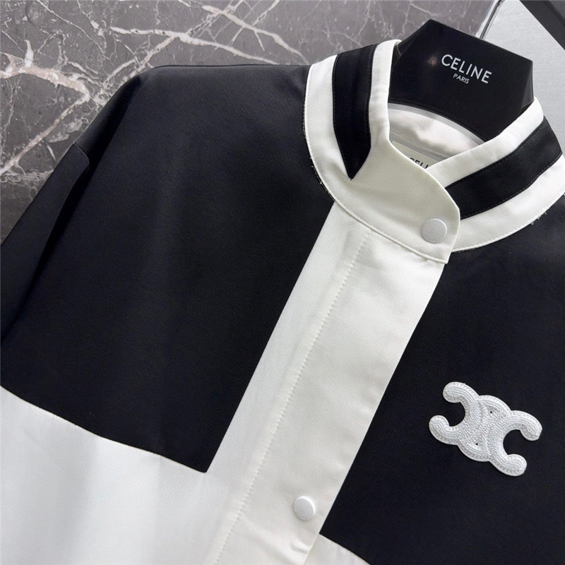 Ce1i*e logo embroidered stand collar jacket
